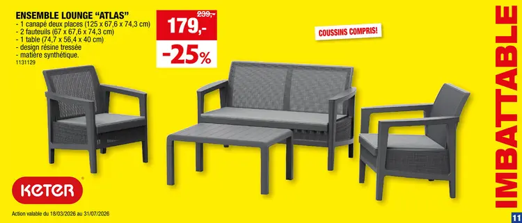 Offre: Atlas salon de jardin graphite