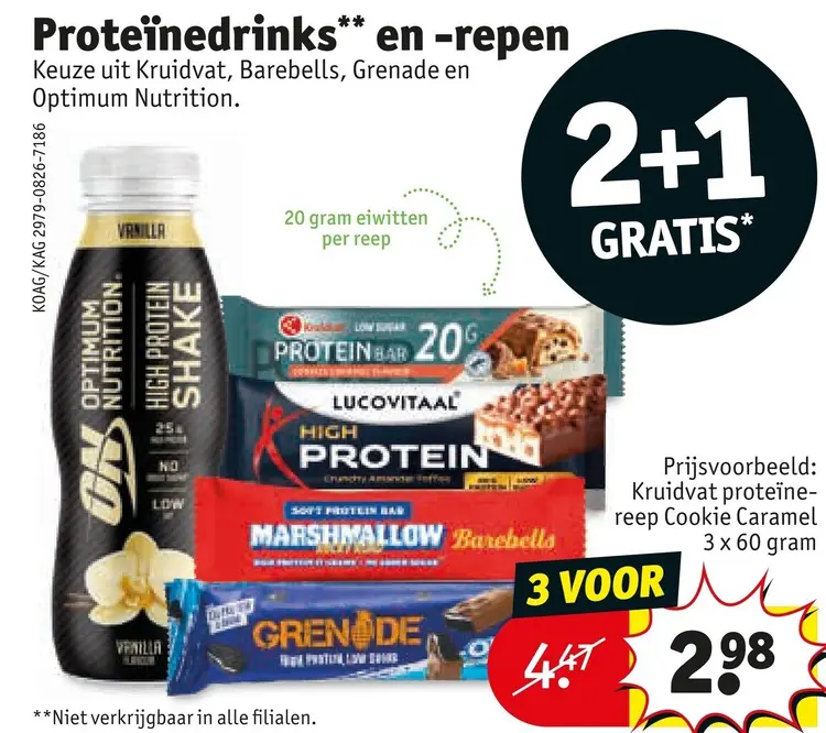 Aanbieding: Proteïnedrinks en -repen