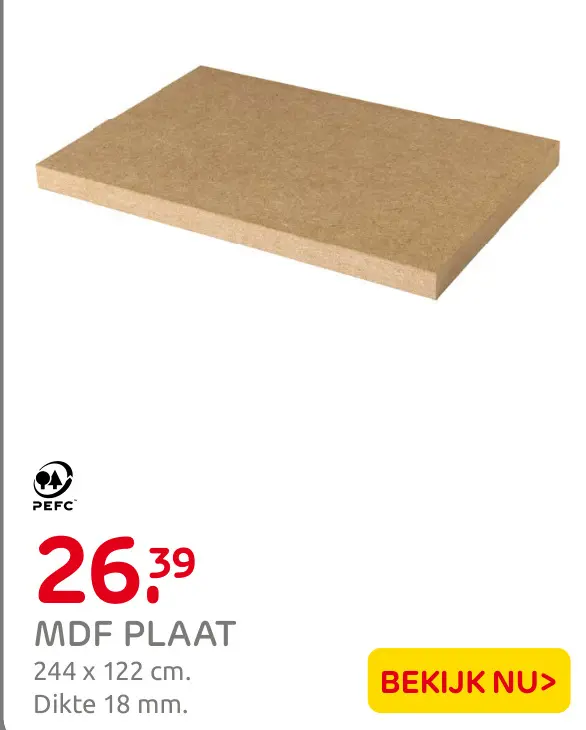 Aanbieding: Mdf plaat