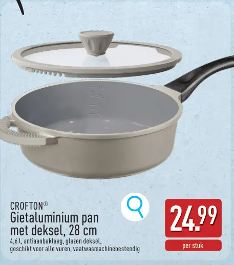 Promotie: Gietaluminium pan met deksel