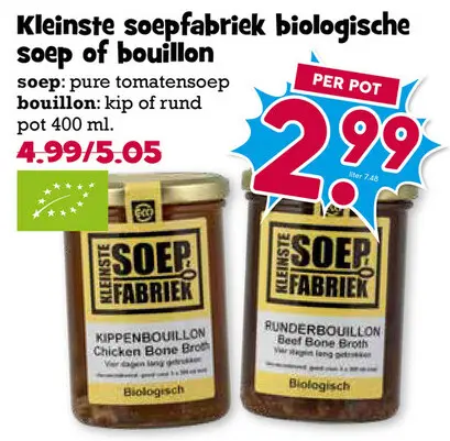 Aanbieding: Kleinste soepfabriek biologische soep of bouillon