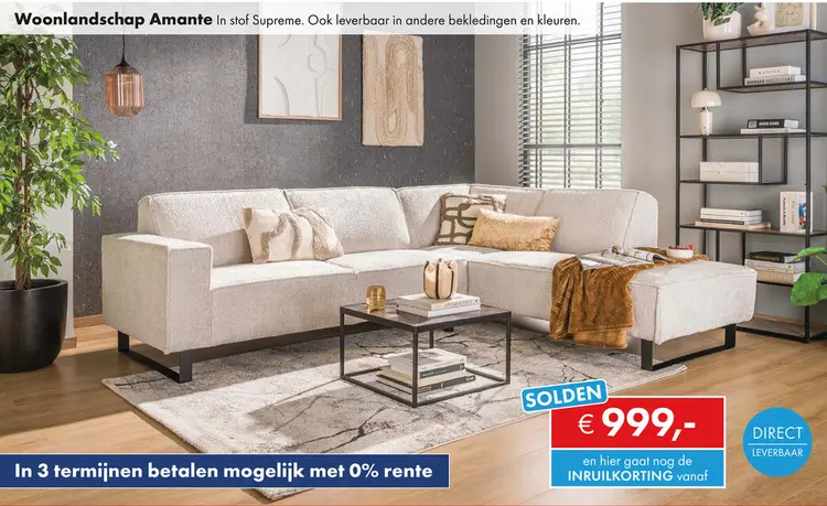Promotie: Amante hoekbank pearl