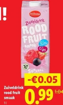 Aanbieding: Zuiveldrink rood fruit smaak