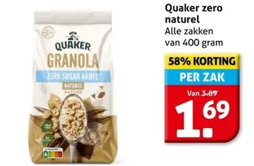 Aanbieding: Quaker zero naturel
