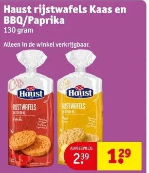 Aanbieding: Haust rijstwafels Kaas en BBQ/Paprika