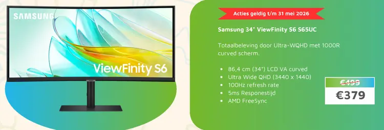 Aanbieding: Samsung 34" ViewFinity S6 S65UC