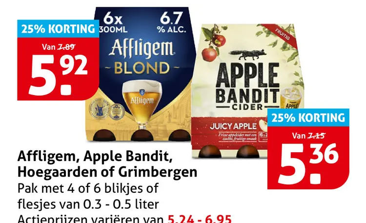 Aanbieding: Affligem, Apple Bandit, Hoegaarden of Grimberergen