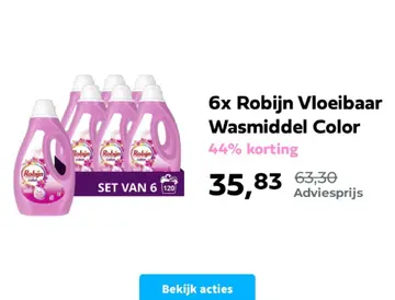 Aanbieding: 6x Robijn Vloeibaar Wasmiddel Color Color Pink Sensation 20 Wasbeurten