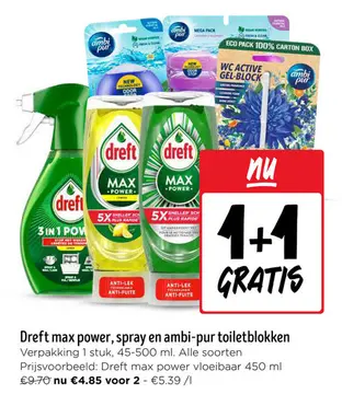 Aanbieding: Dreft max power, spray en ambi-pur toiletblok