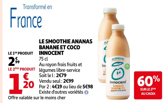 Offre: Smoothie ananas banane et coco