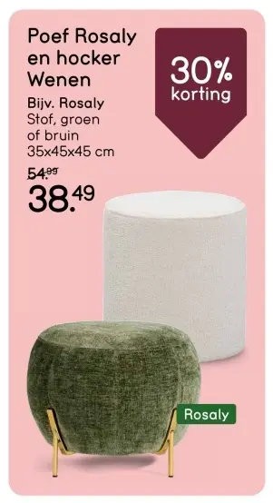 Aanbieding: Poef Rosaly en hocker Wenen