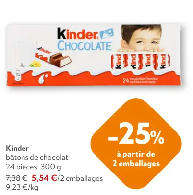 Offre: Kinder bâtons de chocolat