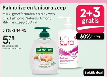 Aanbieding: Palmolive en Unicura zeep