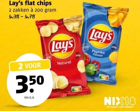 Aanbieding: Lay's flat chips