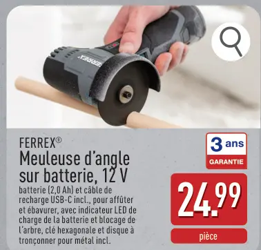 Offre: Meuleuse d'angle sur batterie, 12 V