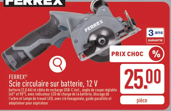 Offre: Scie circulaire sur batterie, 12 V