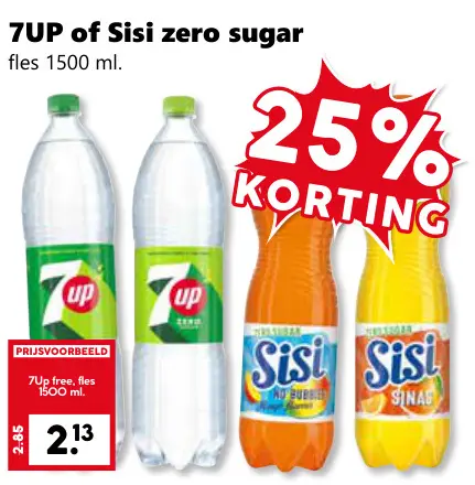 Aanbieding: 7UP of Sisi zero sugar