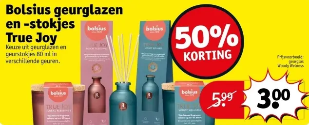 Aanbieding: Bolsius geurglazen en -stokjes True Joy