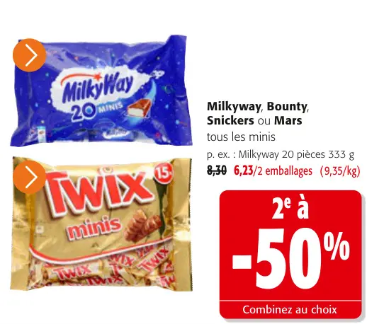 Offre: Milkyway, Bounty, Snickers ou Mars 