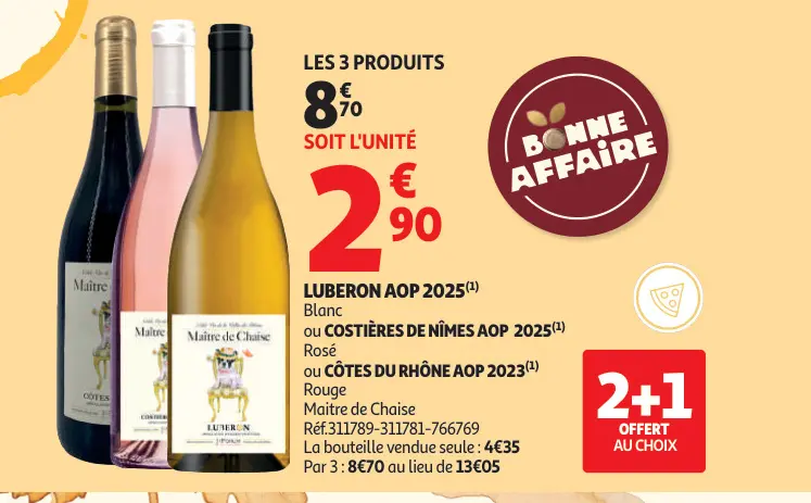 Offre: LUBERON AOP 2025 Blanc ou COSTIÈRES DE NÎMES 