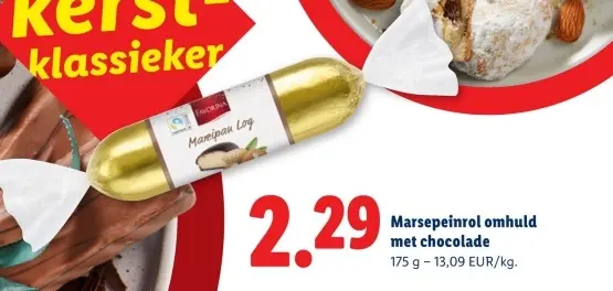 Promotie: Marsepeinrol omhuld met chocolade