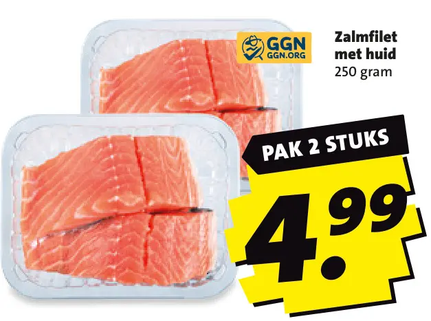 Aanbieding: Zalmfilet met huid