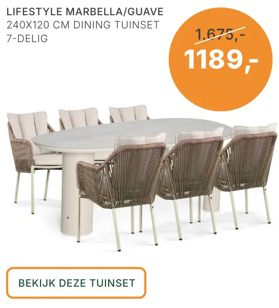 Aanbieding: Lifestyle Marbella/Guave 240x120 CM Dining Tuinset 7-Delig