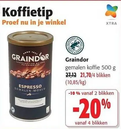 Promotie: Graindor gemalen koffie