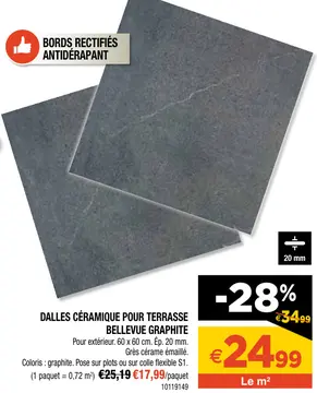 Offre: DALLES CÉRAMIQUE POUR TERRASSE BELLEVUE GRAPH