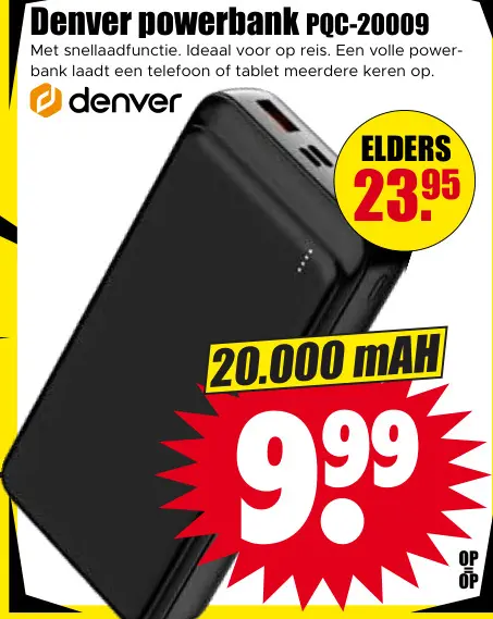 Aanbieding: Denver powerbank PQC-20009