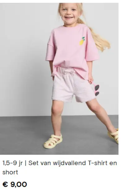 Promotie: Set van wijdvallend T-shirt en short