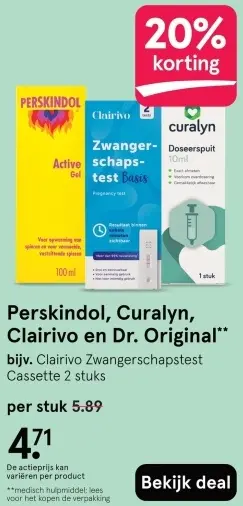 Aanbieding: Perskindol, Curalyn, Clairivo en Dr. Original