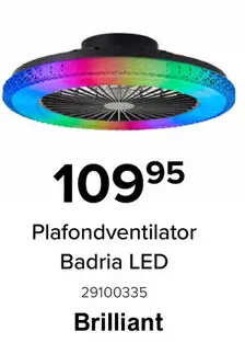 Promotie: Brilliant Plafondventilator Badria met Lamp - LED 40W - 4700Lm - Dimbaar - Stil - Ø48,5cm - Zwart