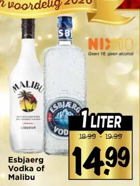 Aanbieding: Esbjaerg Vodka of Malibu