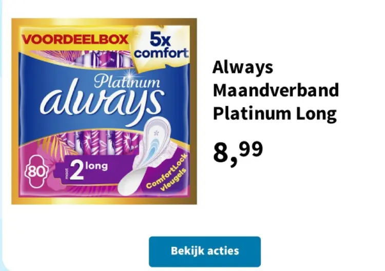 Promotie: Maandverband Platinum Long