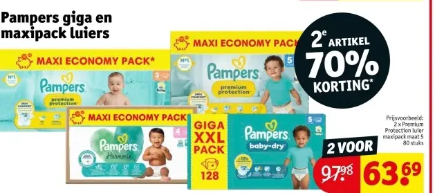 Promotie: Pampers giga en maxipack luiers