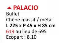 Offre: Buffet Palacio 225cm chêne naturel