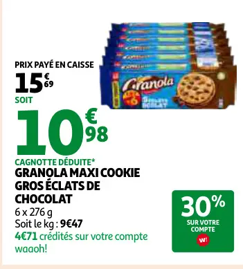 Aanbieding: Granola maxi cookie gros éclats de chocolat
