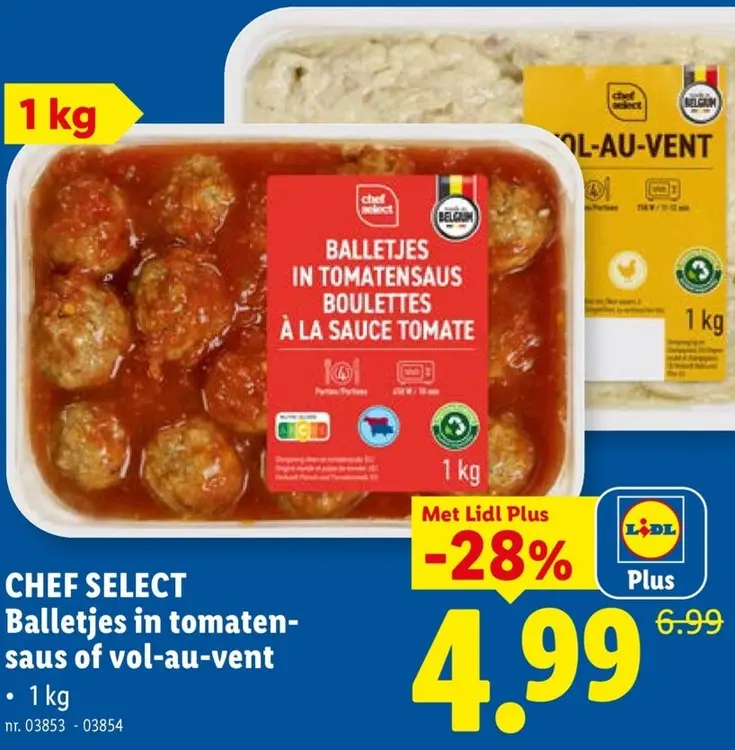 Promotie: Balletjes in tomatensaus of vol-au-vent
