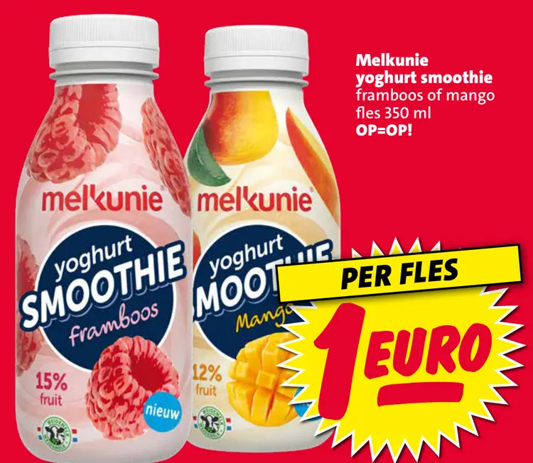 Aanbieding: yoghurt smoothie framboos of mango