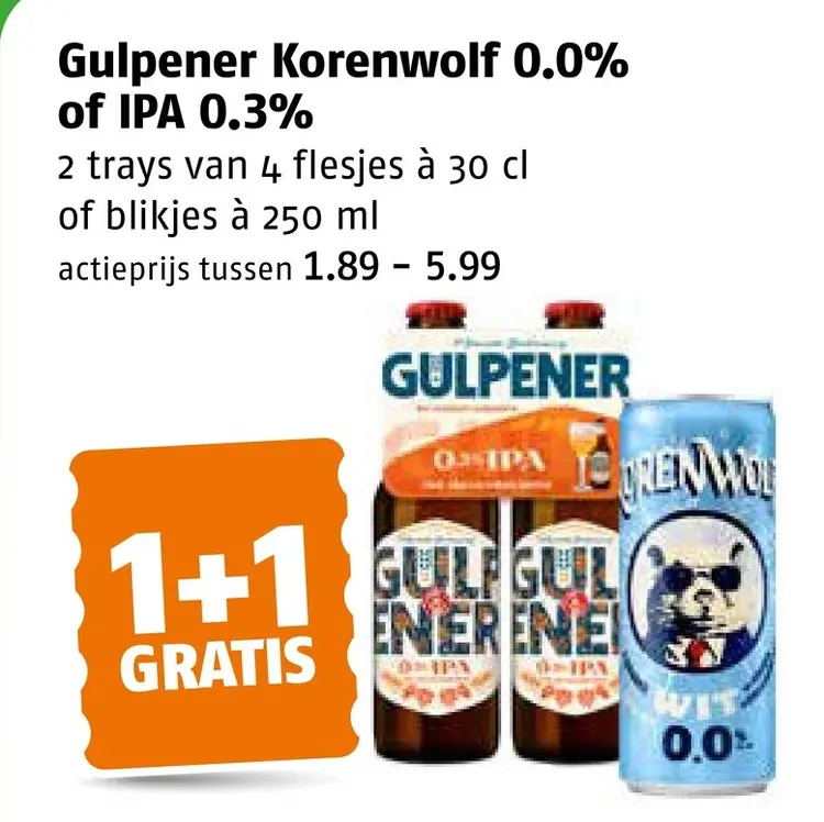 Aanbieding: Gulpener Korenwolf 0.0% of IPA 0.3%