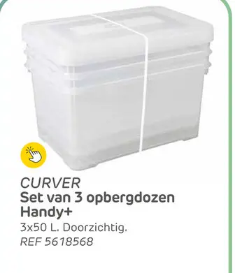 Promotie: Curver handy opbergbox 3 stuks 50l transparant