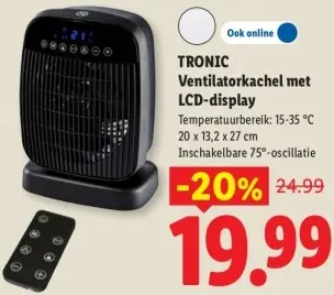 Aanbieding: TRONIC Ventilatorkachel met LCD-display