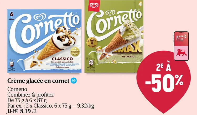Offre: Crème glacée en cornet