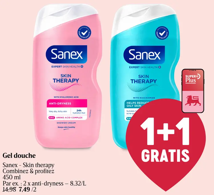 Offre: Gel douche Sanex - Skin therapy