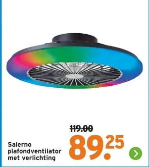Aanbieding: Salerno plafondventilator met verlichting
