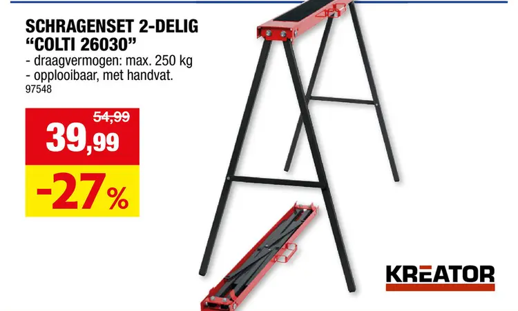 Promotie: Kreator KRT671001 schragenset 250kg 2 stuks