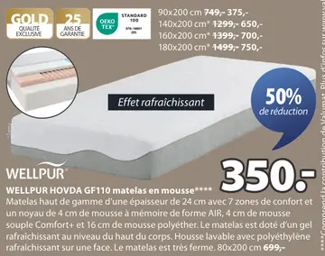 Offre: WELLPUR HOVDA GF110 matelas en mousse