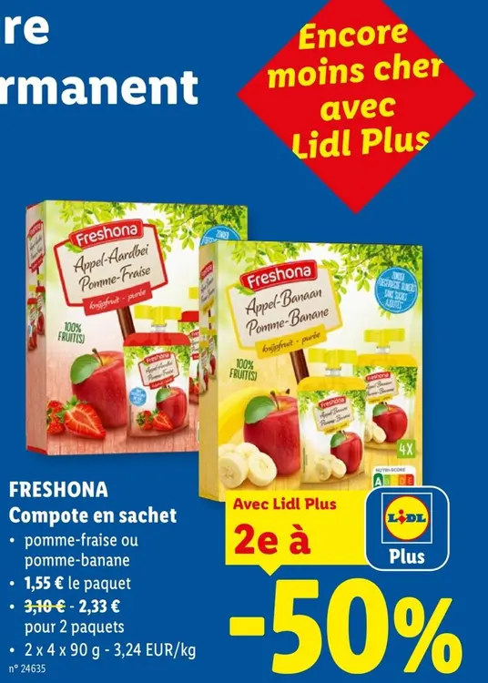 Offre: Compote en sachet