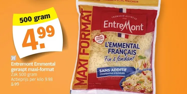 Promotie: Entremont Emmental geraspt maxi-format